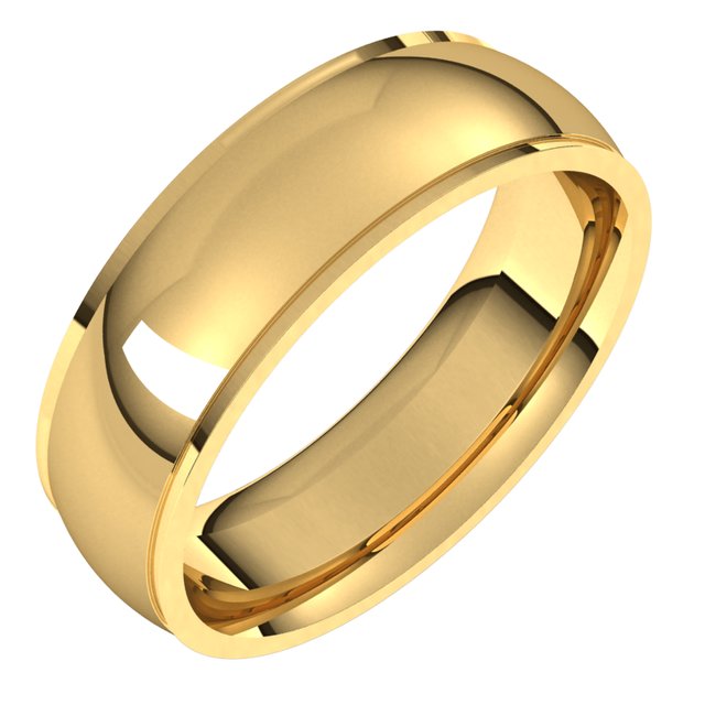 18K Yellow Gold 6 mm Half Round Edge Comfort Fit Wedding Band 1