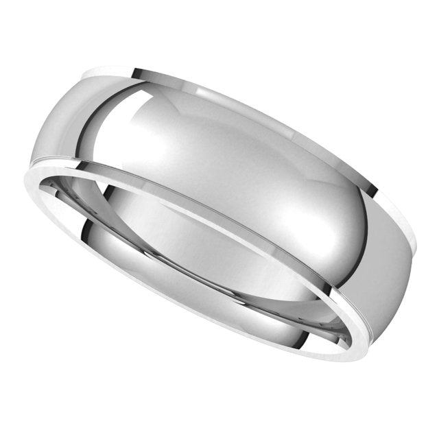 18K White Gold 6 mm Half Round Edge Comfort Fit Wedding Band 5