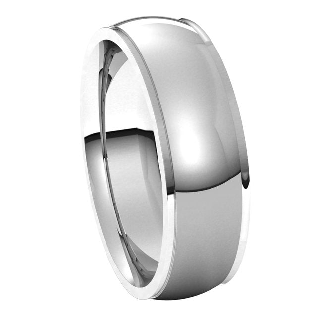 18K White Gold 6 mm Half Round Edge Comfort Fit Wedding Band 6