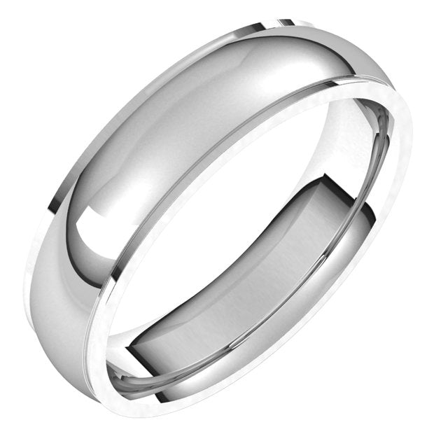 Platinum 5 mm Half Round Edge Comfort Fit Wedding Band 1