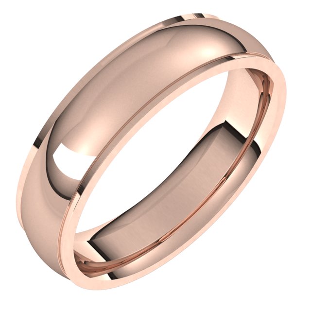 18K Rose Gold 5 mm Half Round Edge Comfort Fit Wedding Band 1