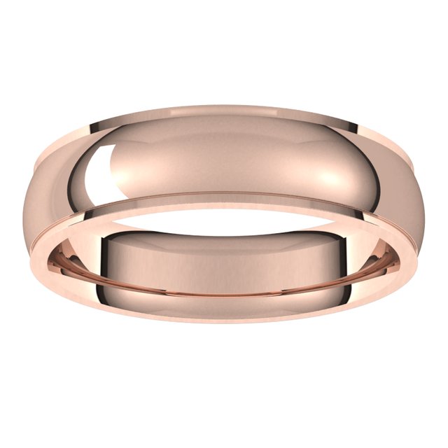 18K Rose Gold 5 mm Half Round Edge Comfort Fit Wedding Band 3