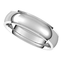 Sterling Silver 5 mm Half Round Edge Comfort Fit Wedding Band 5