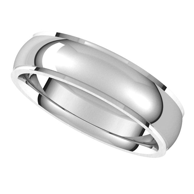 Platinum 5 mm Half Round Edge Comfort Fit Wedding Band 5