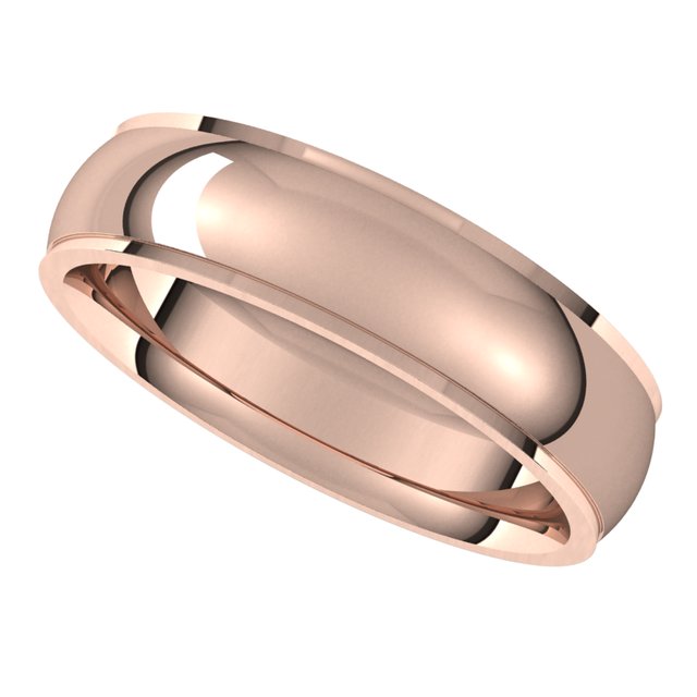 18K Rose Gold 5 mm Half Round Edge Comfort Fit Wedding Band 5