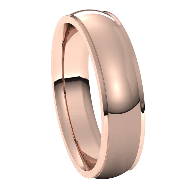 18K Rose Gold 5 mm Half Round Edge Comfort Fit Wedding Band 6