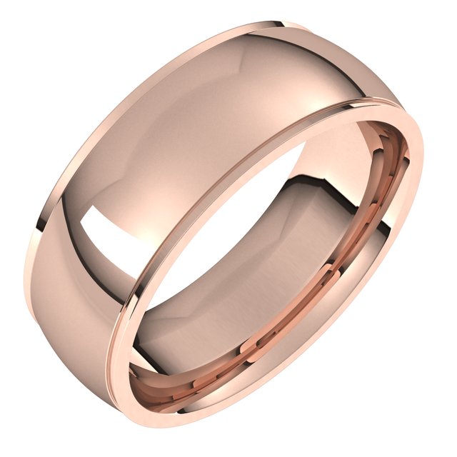 14K Rose Gold 7 mm Half Round Edge Comfort Fit Wedding Band 1