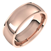 14K Rose Gold 7 mm Half Round Edge Comfort Fit Wedding Band 1