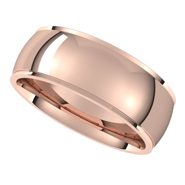 14K Rose Gold 7 mm Half Round Edge Comfort Fit Wedding Band 5