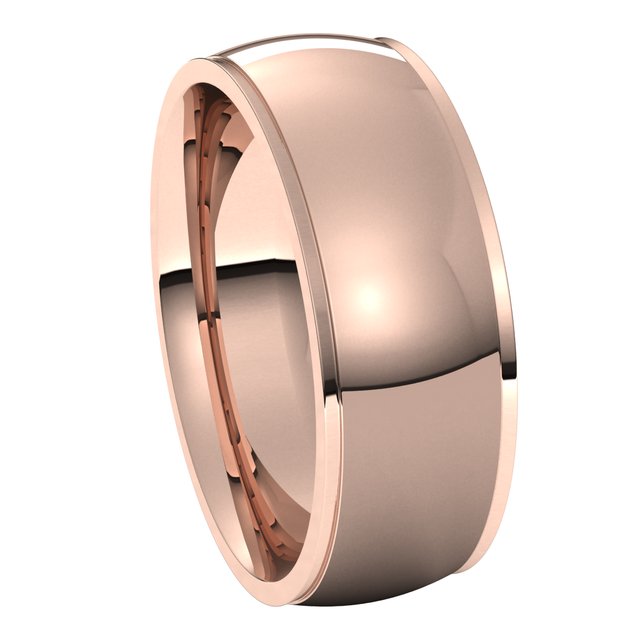 14K Rose Gold 7 mm Half Round Edge Comfort Fit Wedding Band 6