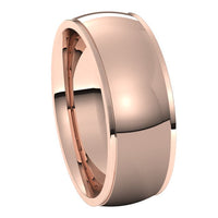 14K Rose Gold 7 mm Half Round Edge Comfort Fit Wedding Band 6