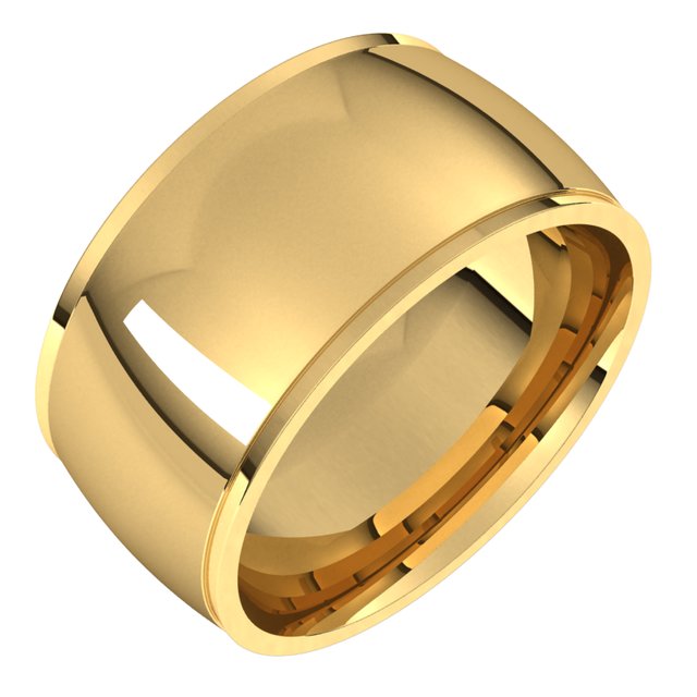 14K Yellow Gold 10 mm Half Round Edge Comfort Fit Wedding Band 1