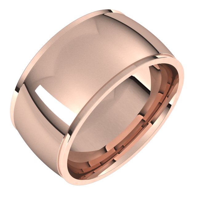 18K Rose Gold 10 mm Half Round Edge Comfort Fit Wedding Band 1