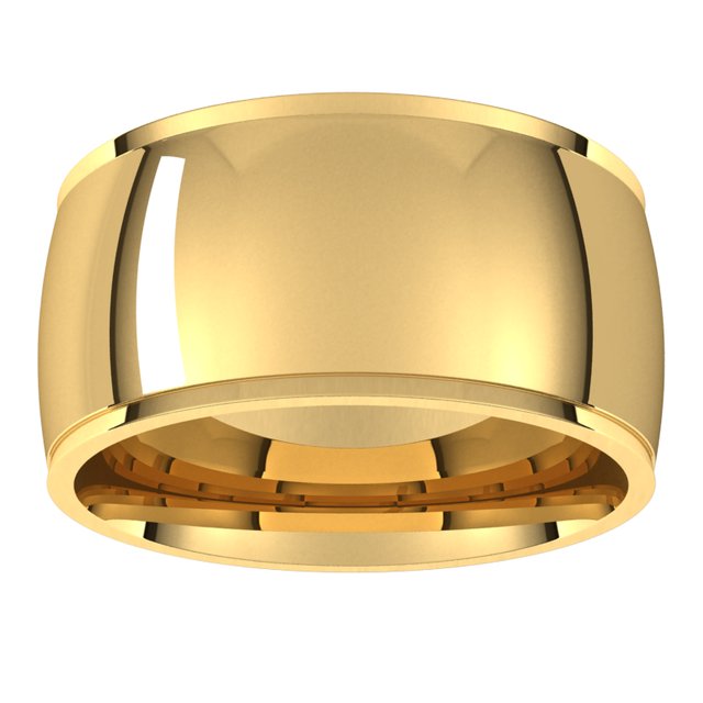 14K Yellow Gold 10 mm Half Round Edge Comfort Fit Wedding Band 3