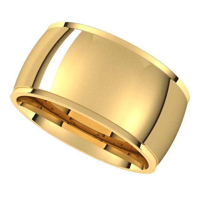 14K Yellow Gold 10 mm Half Round Edge Comfort Fit Wedding Band 5