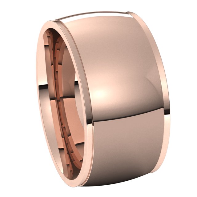 18K Rose Gold 10 mm Half Round Edge Comfort Fit Wedding Band 6