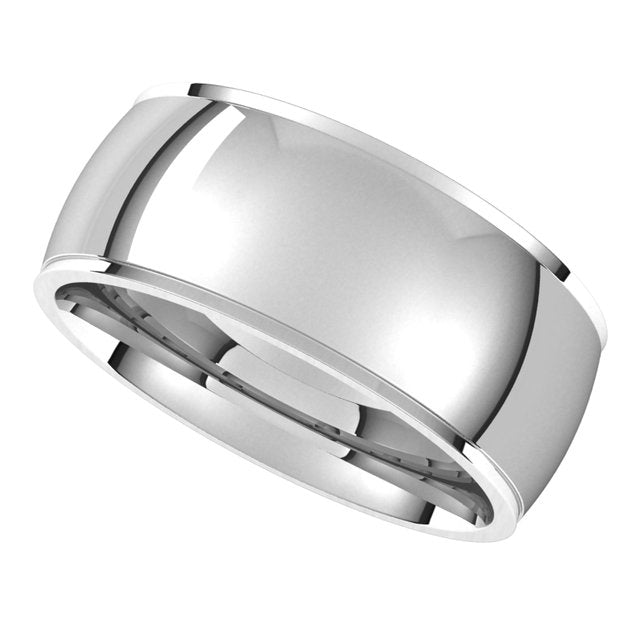 14K White Gold 8 mm Half Round Edge Comfort Fit Wedding Band 5