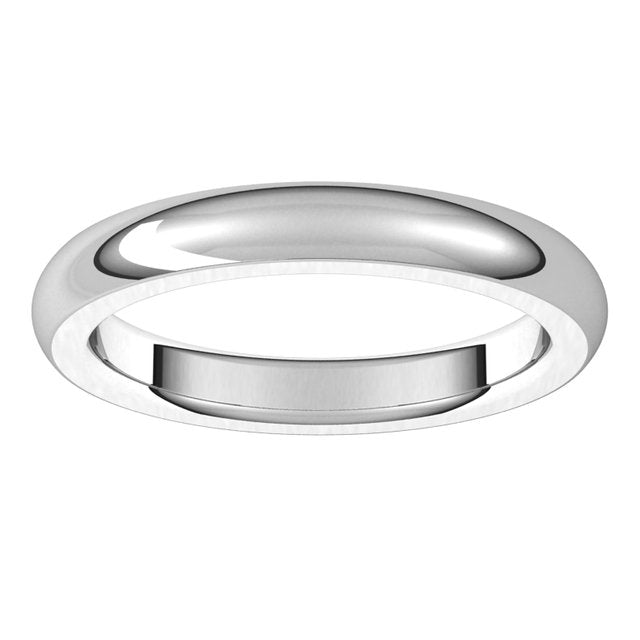 Platinum 3 mm Half Round Comfort Fit Heavy Wedding Band 3
