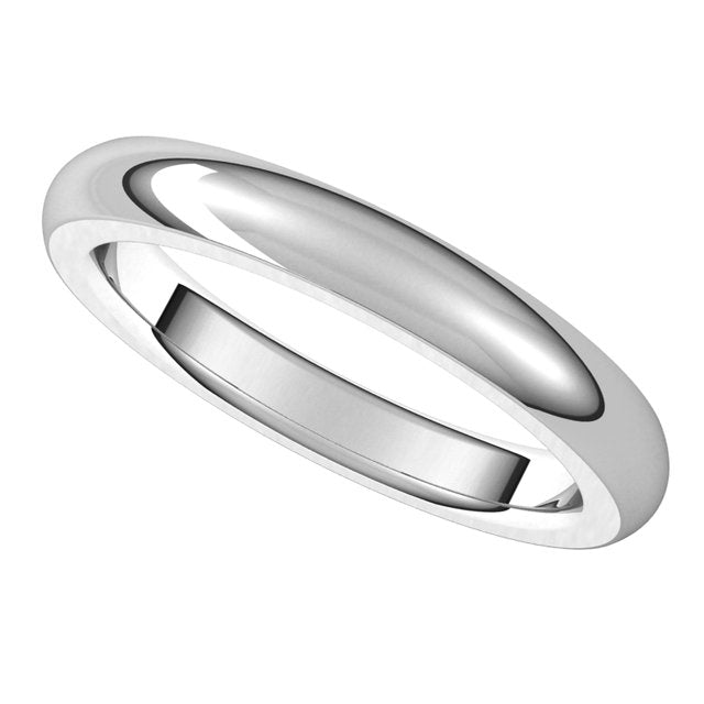 Platinum 3 mm Half Round Comfort Fit Heavy Wedding Band 5