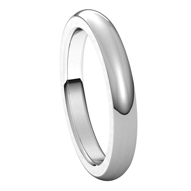Platinum 3 mm Half Round Comfort Fit Heavy Wedding Band 6