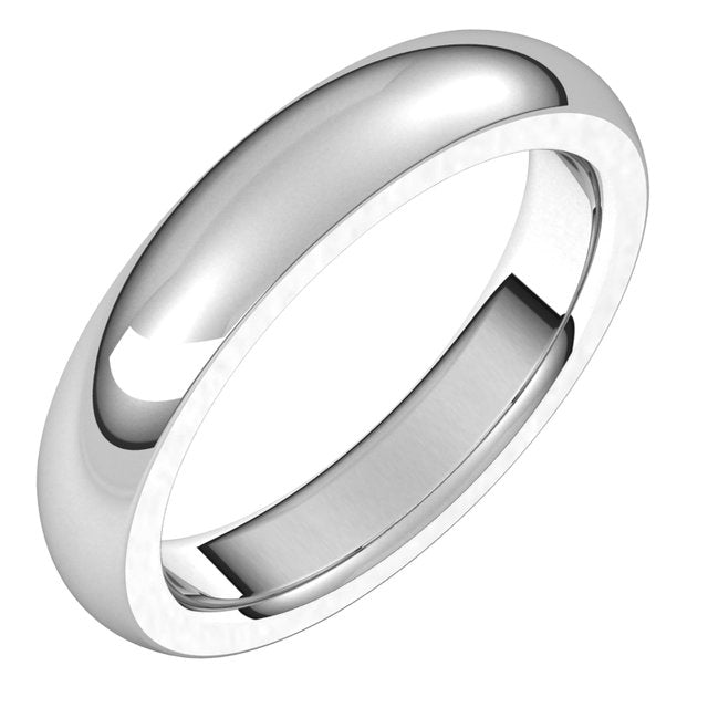 14K White Gold 4 mm Half Round Comfort Fit Heavy Wedding Band 1