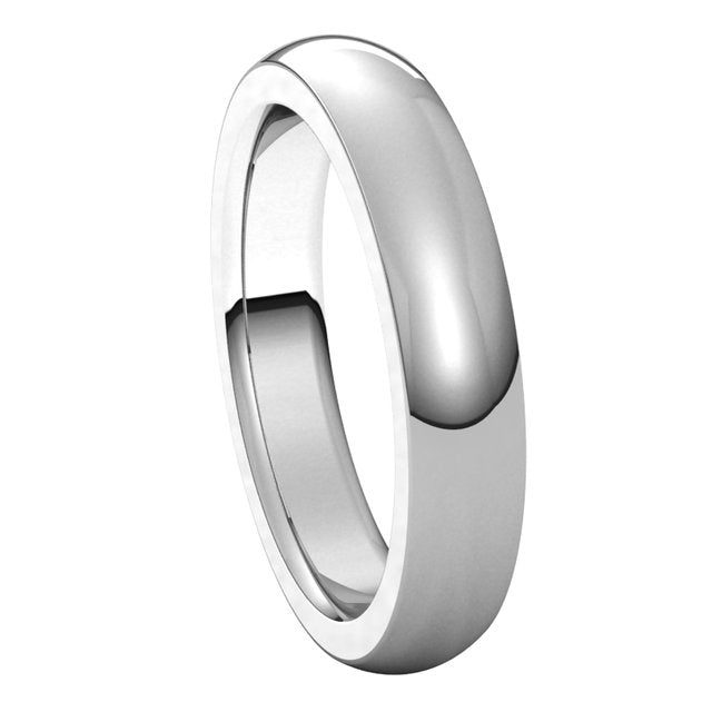 14K White Gold 4 mm Half Round Comfort Fit Heavy Wedding Band 6