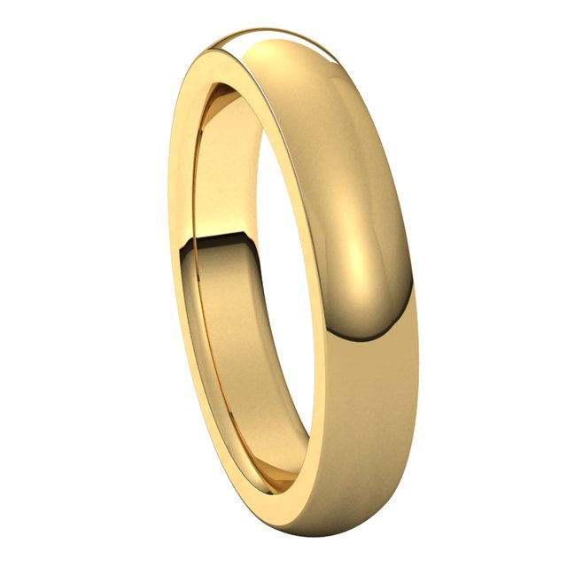 18K Yellow Gold 4 mm Half Round Comfort Fit Heavy Wedding Band 6