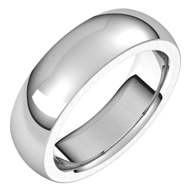 14K White Gold 6 mm Half Round Comfort Fit Heavy Wedding Band 1