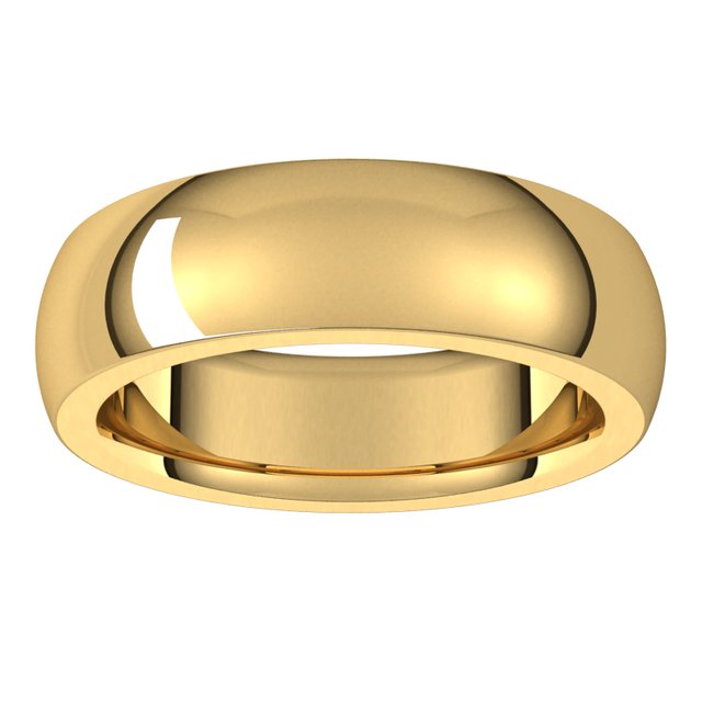 18K Yellow Gold 6 mm Half Round Comfort Fit Heavy Wedding Band 3