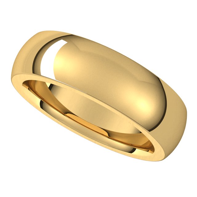 18K Yellow Gold 6 mm Half Round Comfort Fit Heavy Wedding Band 5