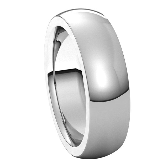 14K White Gold 6 mm Half Round Comfort Fit Heavy Wedding Band 6