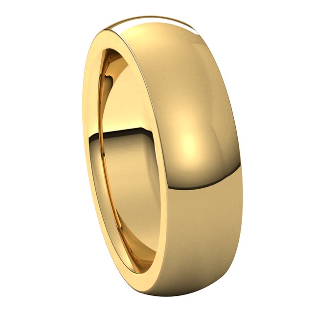 18K Yellow Gold 6 mm Half Round Comfort Fit Heavy Wedding Band 6