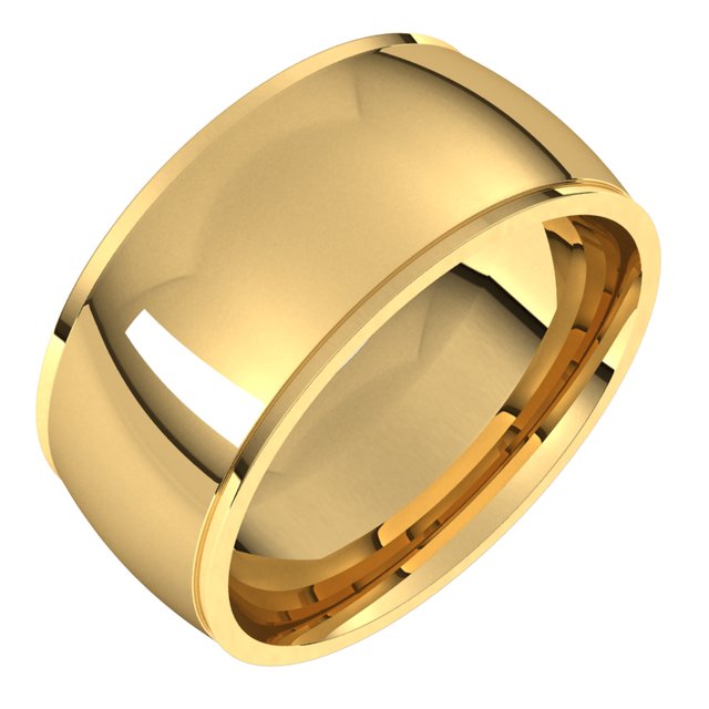 14K Yellow Gold 9 mm Half Round Edge Comfort Fit Wedding Band 1