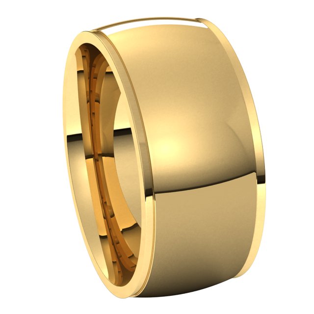 14K Yellow Gold 9 mm Half Round Edge Comfort Fit Wedding Band 6