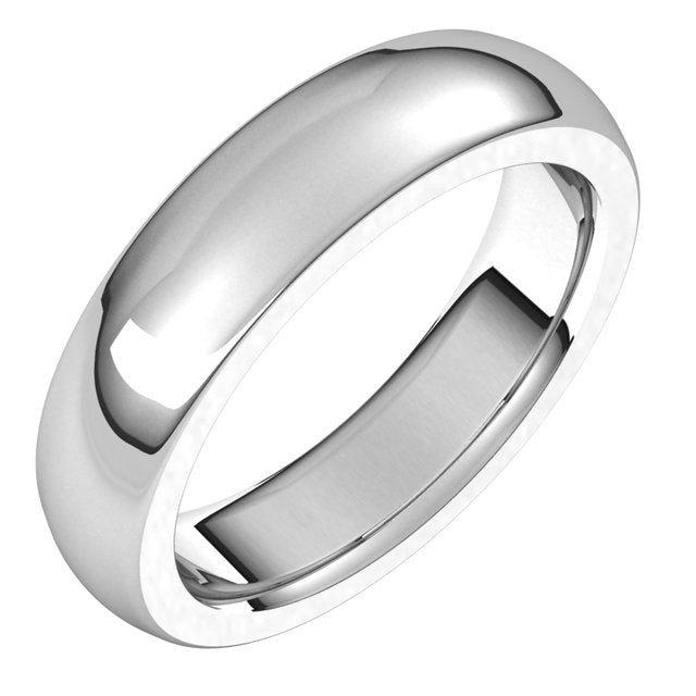 18K White Gold 5 mm Half Round Comfort Fit Heavy Wedding Band 1