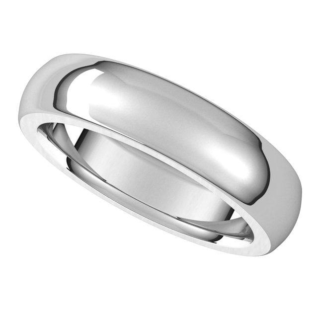 18K White Gold 5 mm Half Round Comfort Fit Heavy Wedding Band 5
