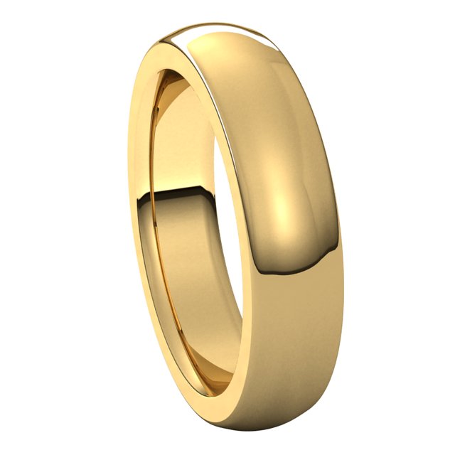 14K Yellow Gold 5 mm Half Round Comfort Fit Heavy Wedding Band 6
