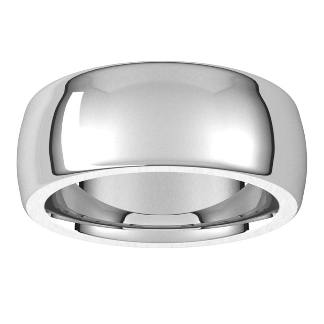 18K White Gold 8 mm Half Round Comfort Fit Heavy Wedding Band 3