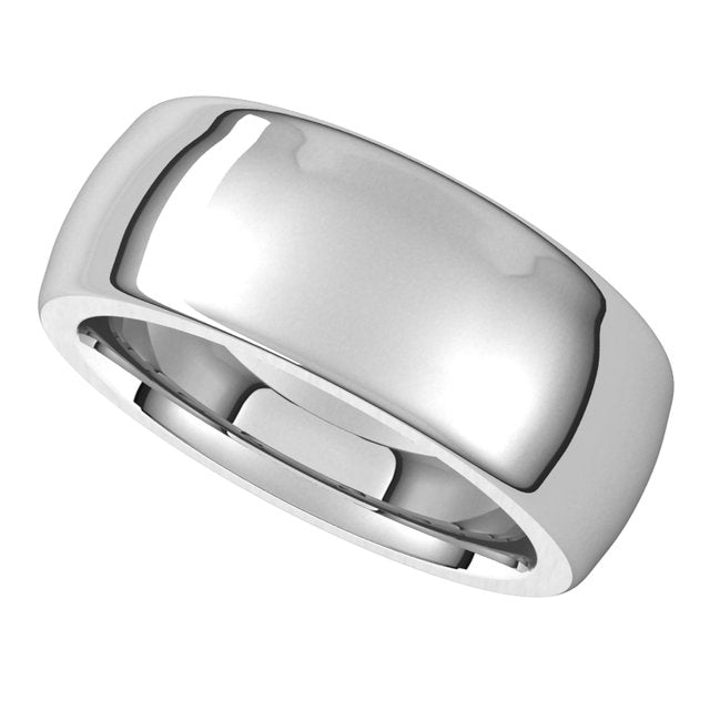 18K White Gold 8 mm Half Round Comfort Fit Heavy Wedding Band 5