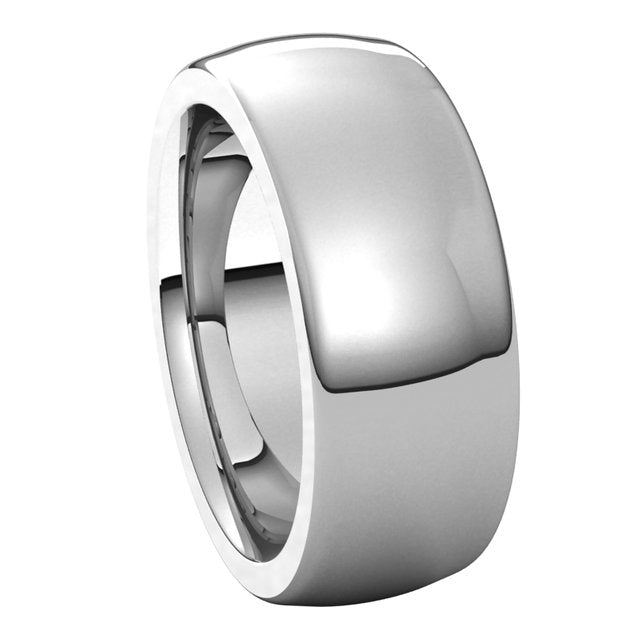 18K White Gold 8 mm Half Round Comfort Fit Heavy Wedding Band 6