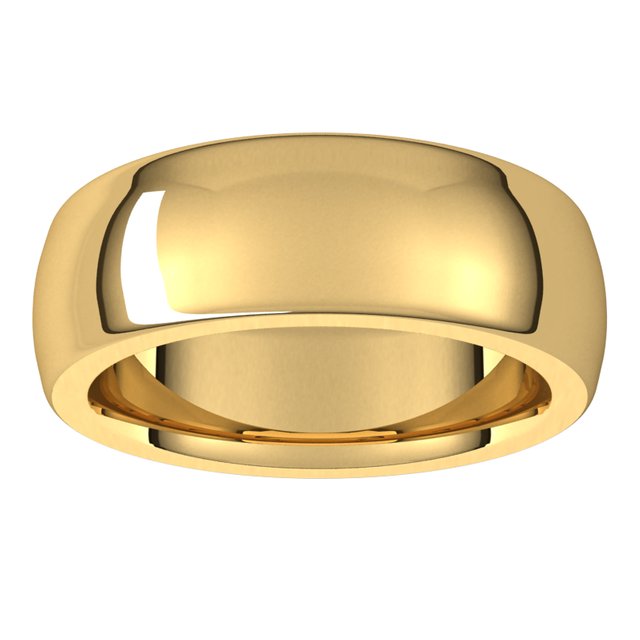 18K Yellow Gold 7 mm Half Round Comfort Fit Heavy Wedding Band 3