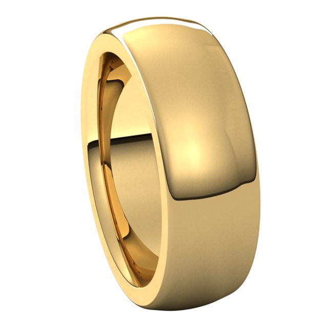 18K Yellow Gold 7 mm Half Round Comfort Fit Heavy Wedding Band 6