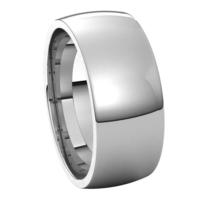 Sterling Silver 8 mm Half Round Comfort Fit Light Wedding Band 6