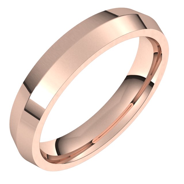 14K Rose Gold 4 mm Knife Edge Comfort Fit Wedding Band 1