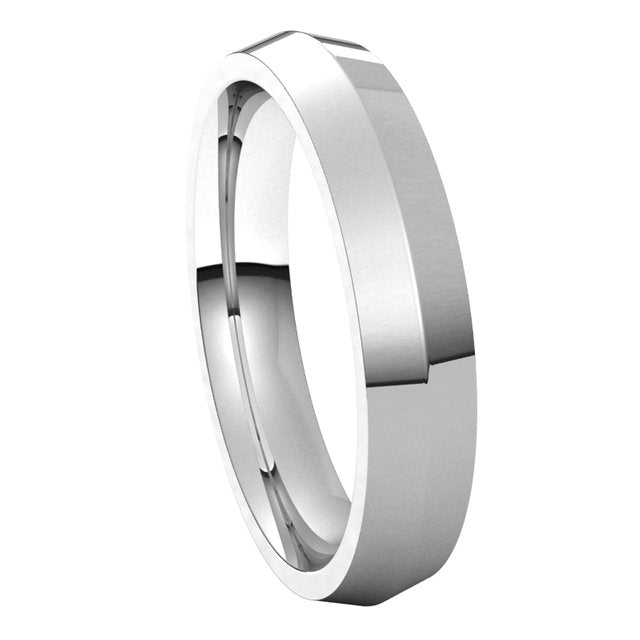 18K White Gold 4 mm Knife Edge Comfort Fit Wedding Band 6