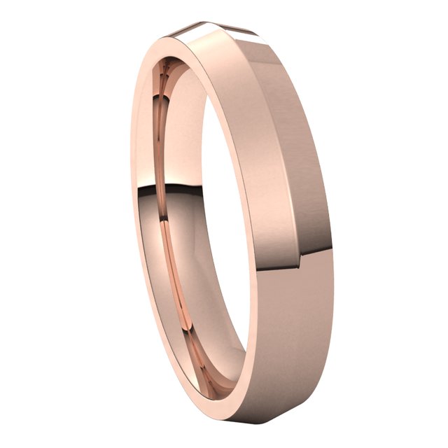 14K Rose Gold 4 mm Knife Edge Comfort Fit Wedding Band 6
