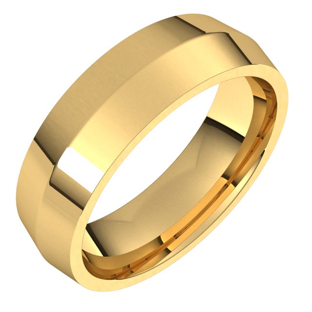 18K Yellow Gold 6 mm Knife Edge Comfort Fit Wedding Band 1