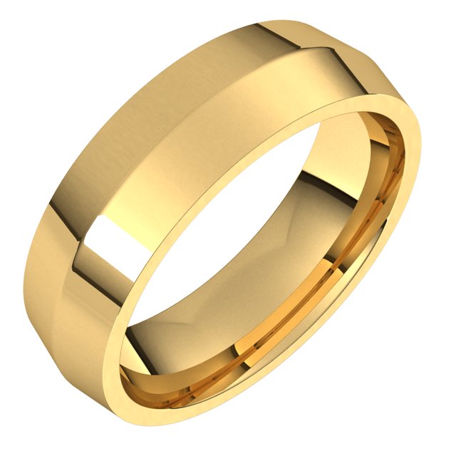 14K Yellow Gold 6 mm Knife Edge Comfort Fit Wedding Band 1