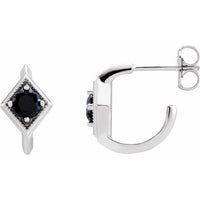 14K White Onyx Geometric Hoop Earrings 1