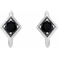 14K White Onyx Geometric Hoop Earrings 2